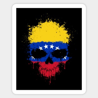 Chaotic Venezuelan Flag Splatter Skull Sticker